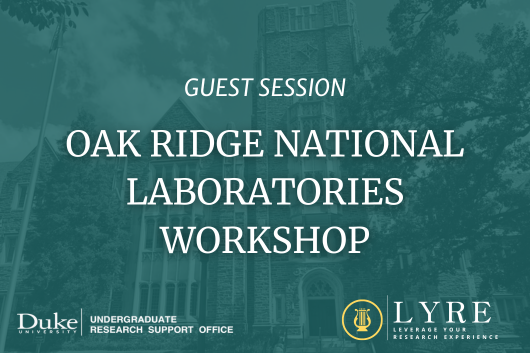 Guest Session: Oak Ridge National Laboratories Workshop